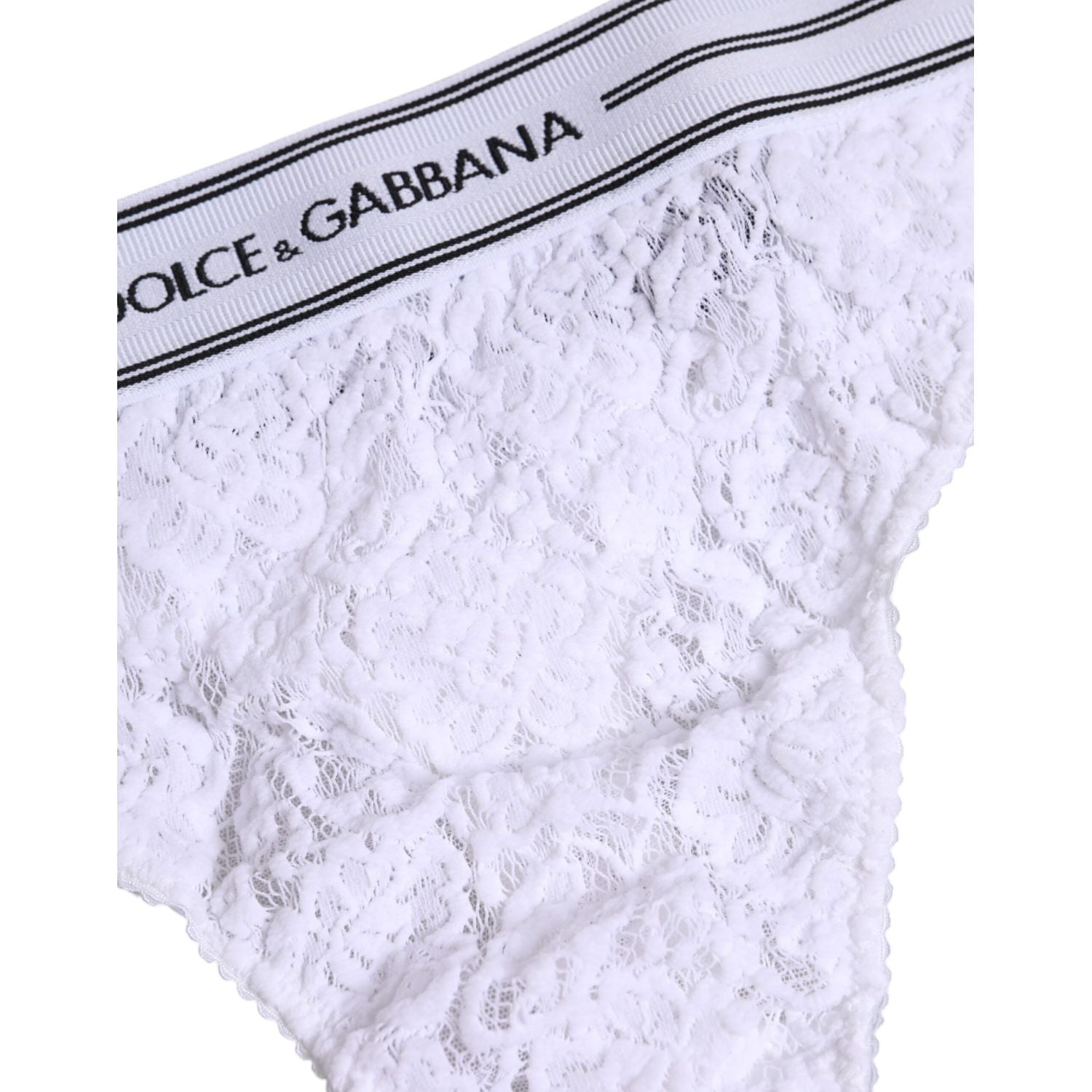 Dolce & Gabbana White Nylon Floral Lace Bottom Panty Underwear