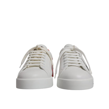Dolce & Gabbana White Red Portofino Low Top Men Sneakers Shoes