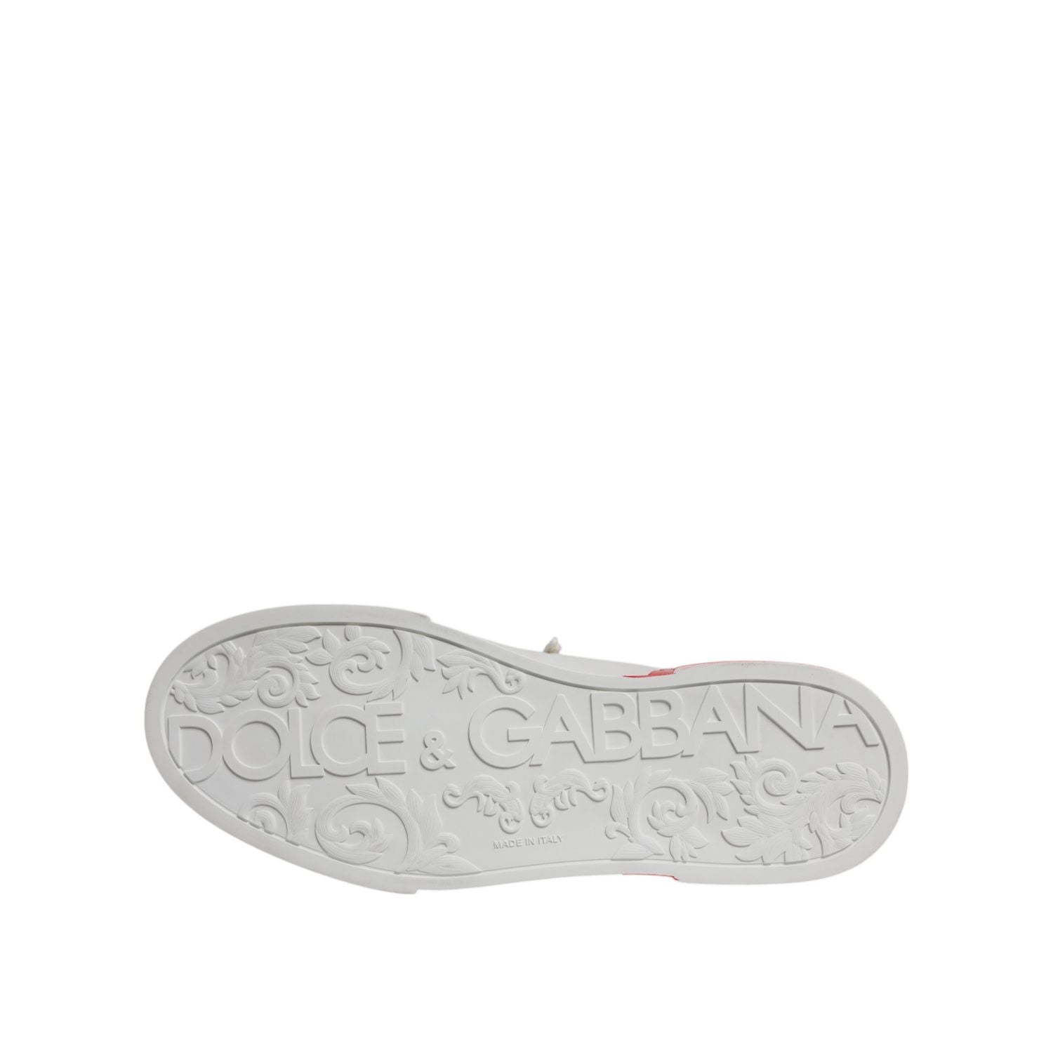 Dolce & Gabbana White Red Portofino Low Top Men Sneakers Shoes