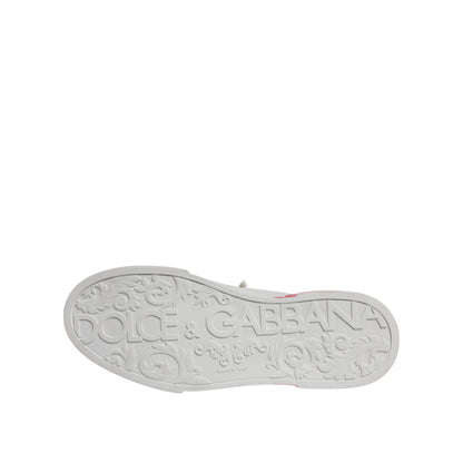 Dolce & Gabbana White Red Portofino Low Top Men Sneakers Shoes