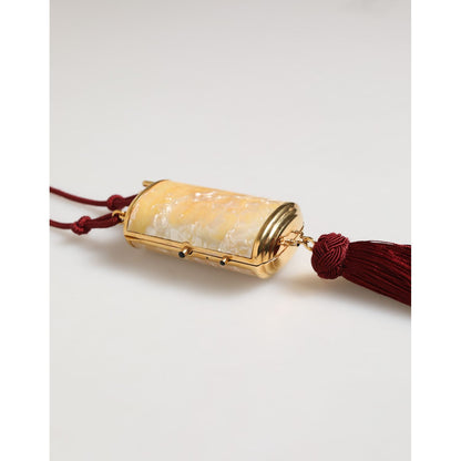 Dolce & Gabbana White Resin Gold Metal Crossbody Mini Purse Pendant Bag