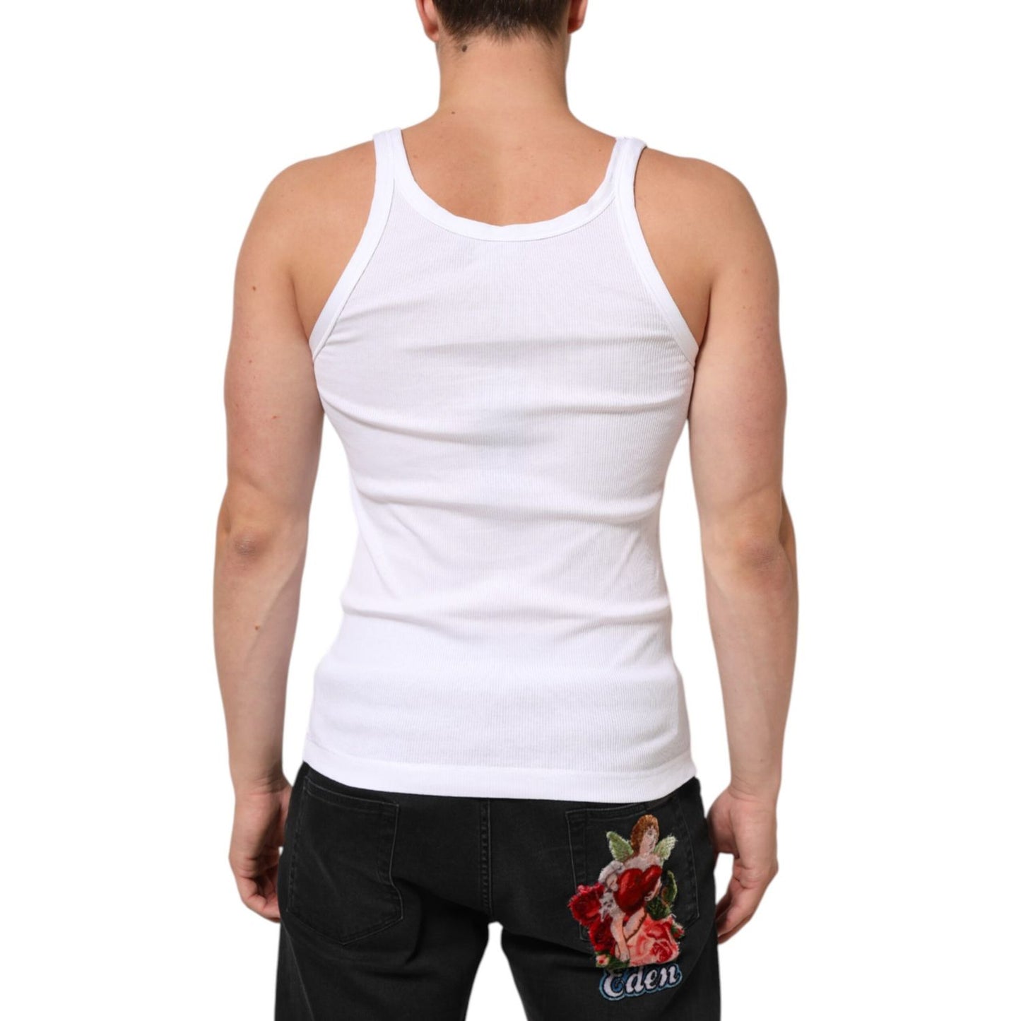 Dolce & Gabbana White Sleeveless Round Neck Tank Top T-shirt