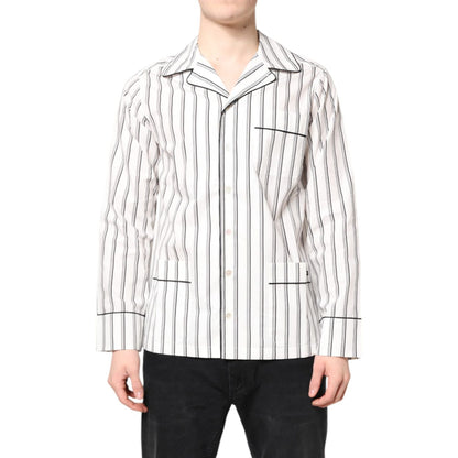 Dolce & Gabbana White Stripes Lounge Pajama Sleepwear Shirt