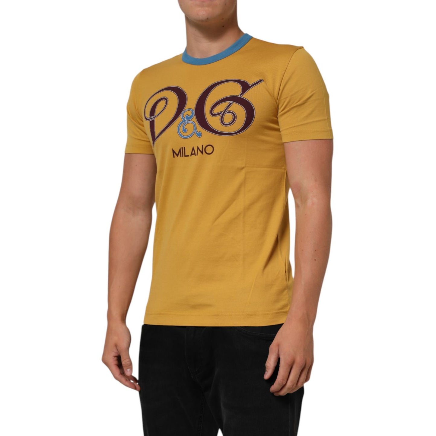 Dolce & Gabbana Yellow Logo Crew Neck Short Sleeves T-shirt