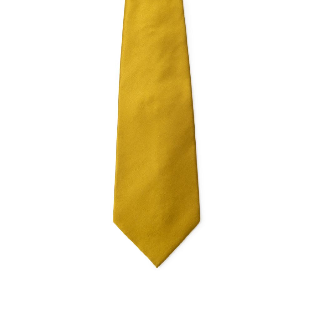 Dolce & Gabbana Yellow Silk Ty in mustard color with a pointed end, 12 cm blade, single loop with logo label, made in Italy.
