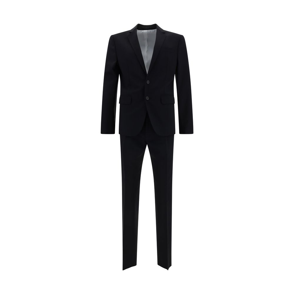 Dsquared² Blue Fleece Wool Two-Piece Suit featuring tailored jacket and trousers in virgin wool.