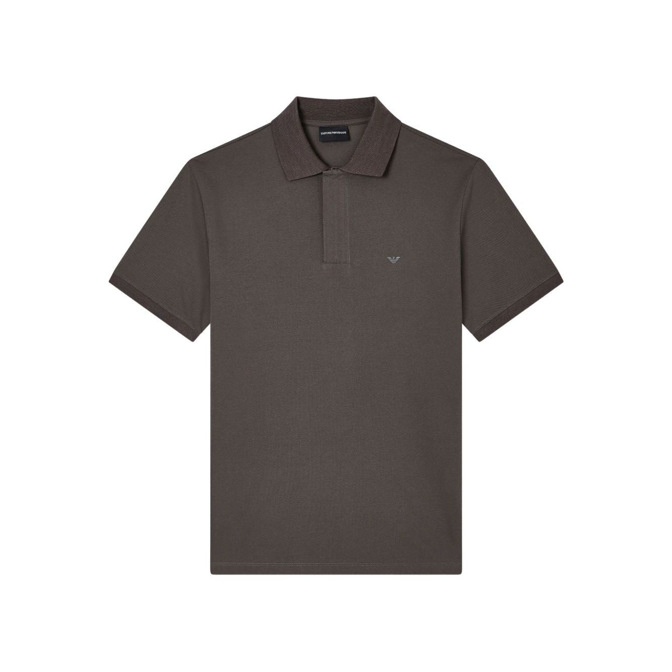 EMPORIO ARMANI CAPSULE T-shirts and Polos Grey, dark brown polo with short sleeves and ribbed collar.