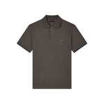 EMPORIO ARMANI CAPSULE T-shirts and Polos Grey, dark brown polo with short sleeves and ribbed collar.