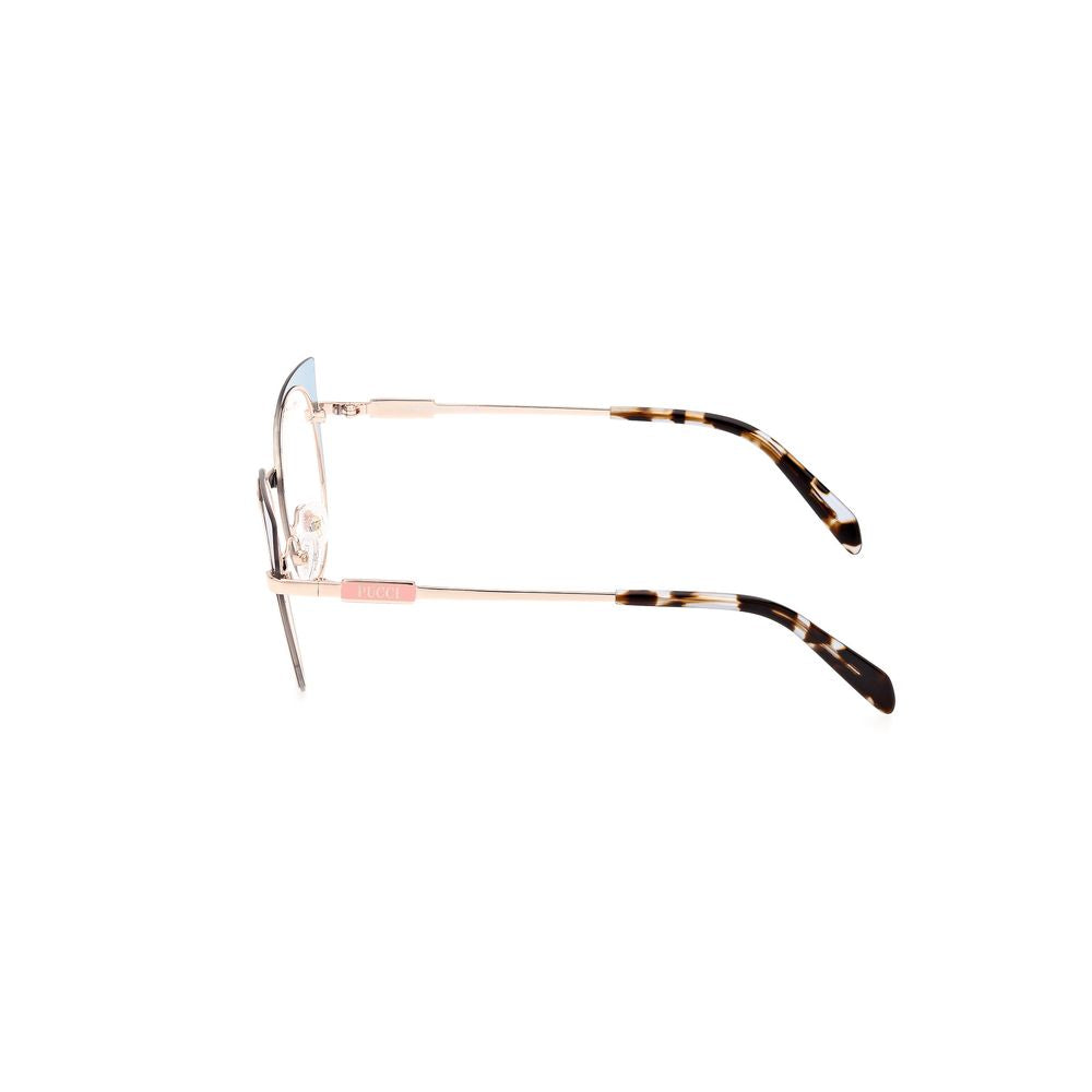 Side view of Emilio Pucci Blue Metal Frames with tortoiseshell arms and sleek metal design for women.