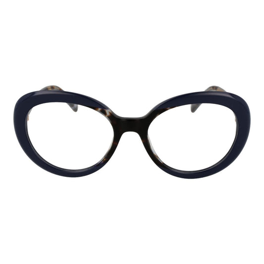 Emilio Pucci Blue Women Glasses Frame, full-rim oval style, acetate material, 53 size, with demo lenses, in blue color.