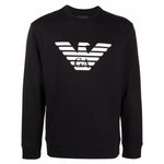 Emporio Armani Sweaters Black, cotton-modal blend, logo print crewneck sweatshirt with long sleeves and straight hem.