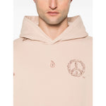 Emporio Armani Sweaters Powder hoodie in blush pink with drop shoulder and logo, ribbed cuffs, organic cotton material