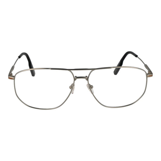 Ermenegildo Zegna Silver Men Glasses Frame, full-rim titanium aviator with demo lenses, size 60-14-145.