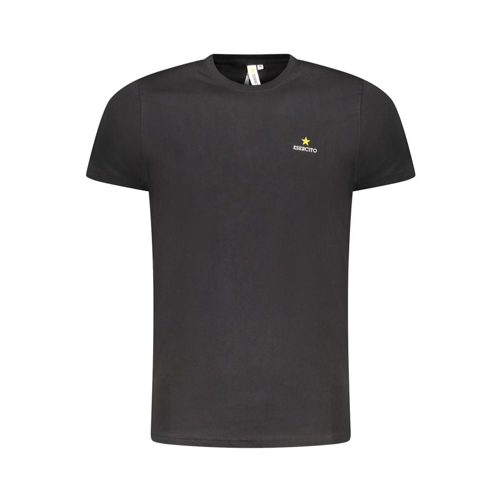 Esercito 1659 Black Cotton T-Shirt with short sleeves, crew neck, and logo print, ideal for aviation enthusiasts.