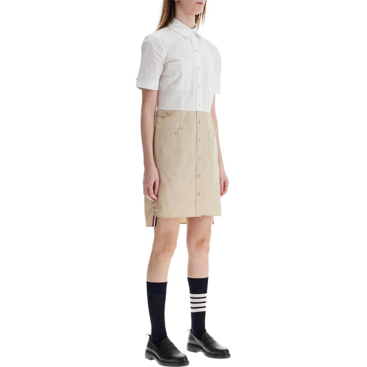 Thom Browne khaki typewriter cloth dress with striped logo