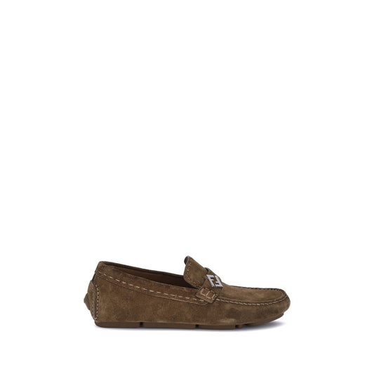 Fendi Driver Loafers in suede with rubber sole, FF detail, and palladium finish, luxury men's footwear made in Italy AW25 collection