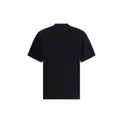 Ferragamo Black Cotton T-Shirt with ribbed crew neck and iconic tone-on-tone signature, back view, made in Italy.