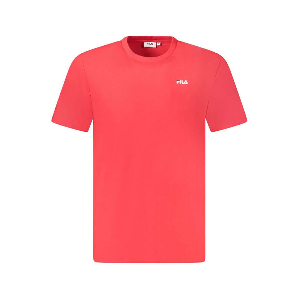Fila Red Cotton T-Shirt with short sleeves, regular fit, crew neck, logo print, made from organic cotton.