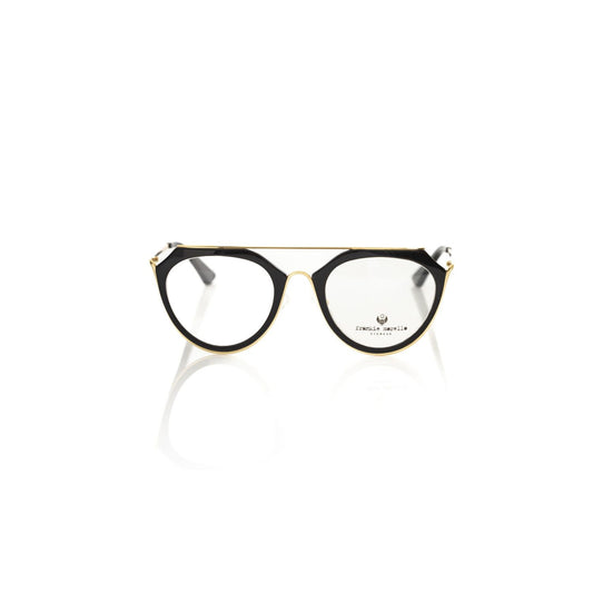 Frankie Morello Aviator-Style Chic Eyeglasses with Gold Accents, elegant black and gold Italian design eyeglass frames