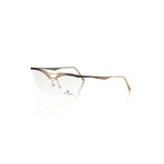 Frankie Morello Gold Metallic Women's Frame Eyeglasses, featuring Italian craftsmanship and modern elegance in clubmaster style.
