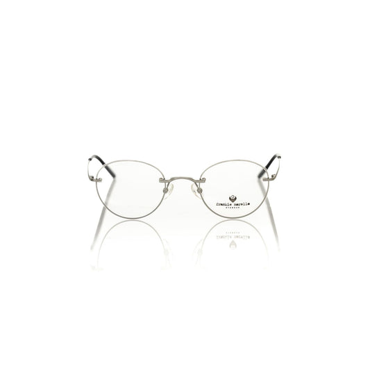 Frankie Morello Silver Metallic Unisex Eyeglass Frame with round shape and elegant silver design.