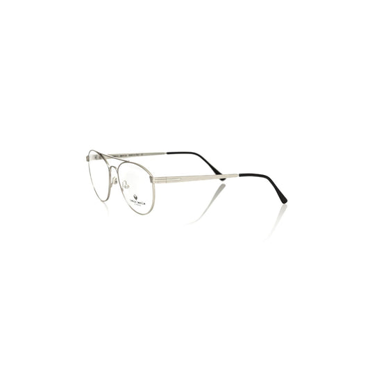 Frankie Morello Silver Metallic Unisex Frame with aviator-style design, crafted in Italy with sleek metallic fiber and silver accents.