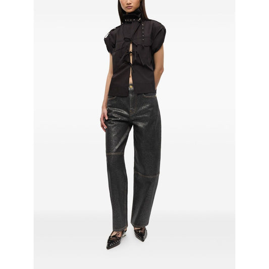 GANNI Jeans Black featuring front button fastening, belt loops, and five pockets made from organic cotton denim.