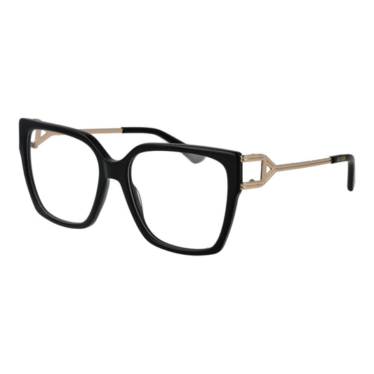 GUESS MOD. GU2910 55001 lady's eyeglasses with black frame and gold accents, chic fashion accessory.