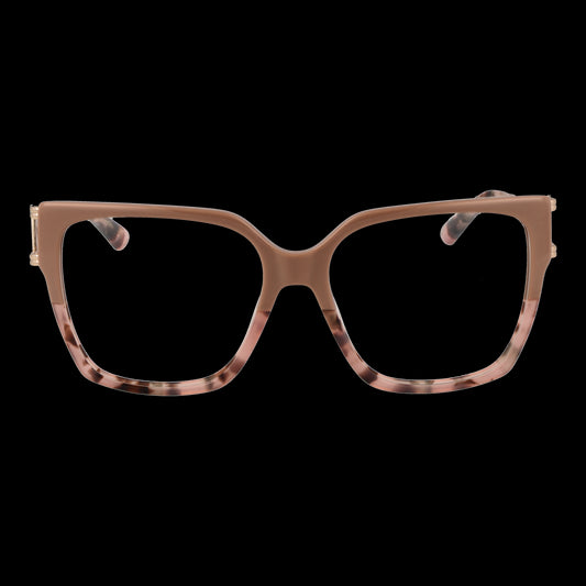 GUESS MOD. GU2910 55059 lady glasses with stylish brown and pink frame design, front view on a black background.