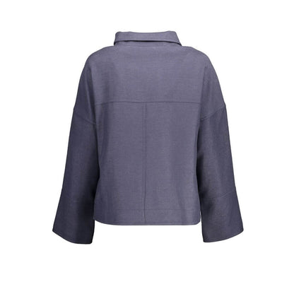 Back view of Gant Blue Cotton Jackets & Coat with buttons, 2 pockets, and logo; sports jacket style for casual wear.