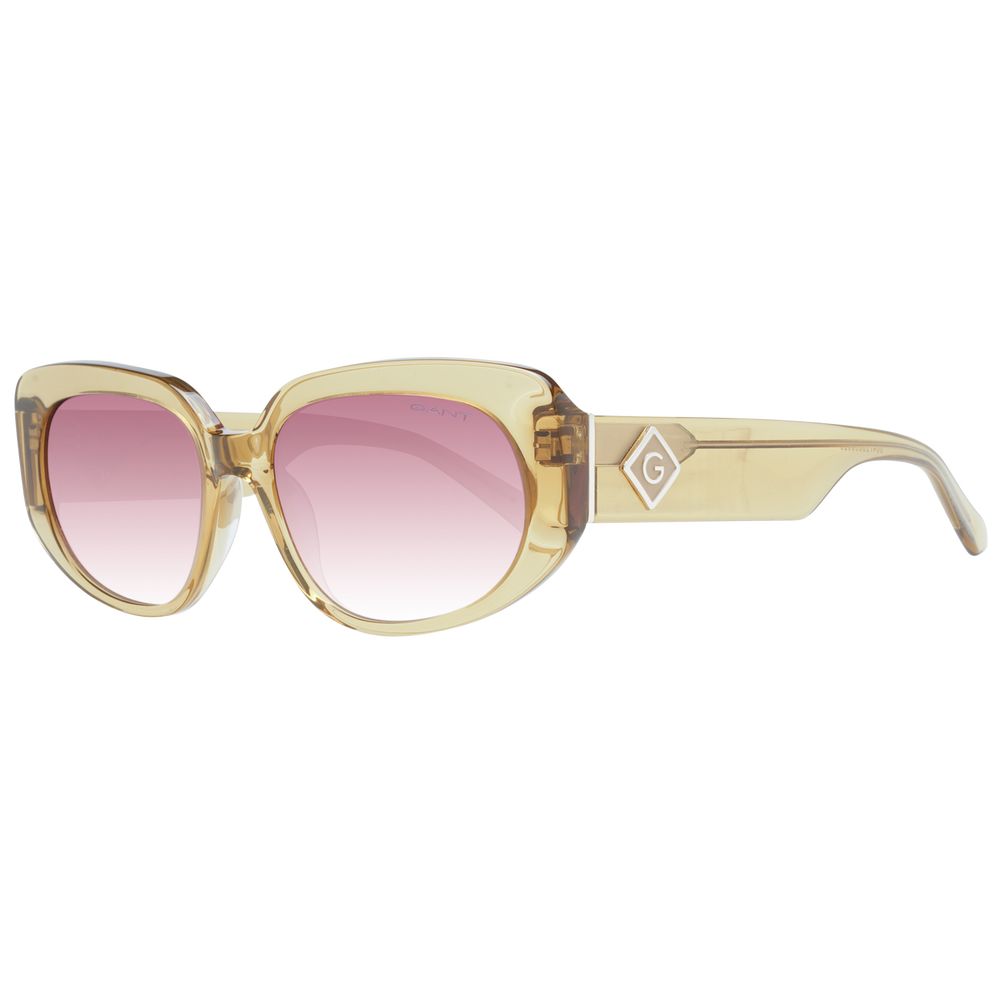 Gant Brown Women Sunglass with full-rim plastic frame, gradient purple lenses, rectangle style, includes branded case, 100% UV protection.