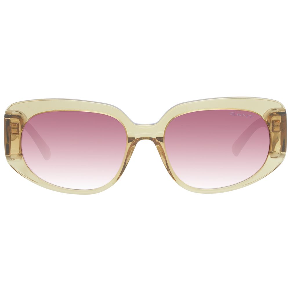 Gant Brown Women Sunglass with brown full-rim plastic frame and purple gradient lenses, size 53-17-140, includes branded case.