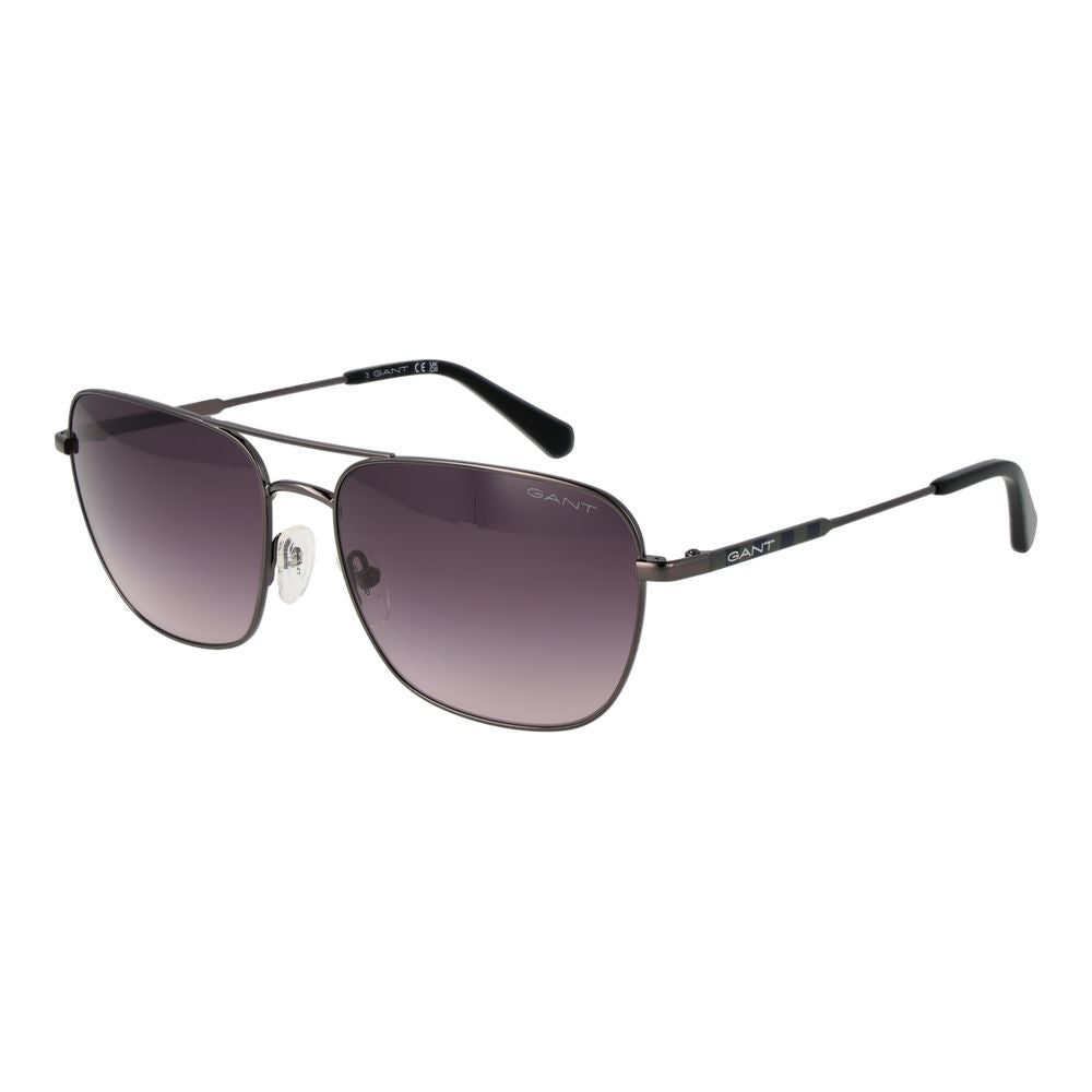 Gant Gray Men Sunglass with polarized green lenses and full-rim metal frame, providing 100% UVA & UVB protection, ideal for men.
