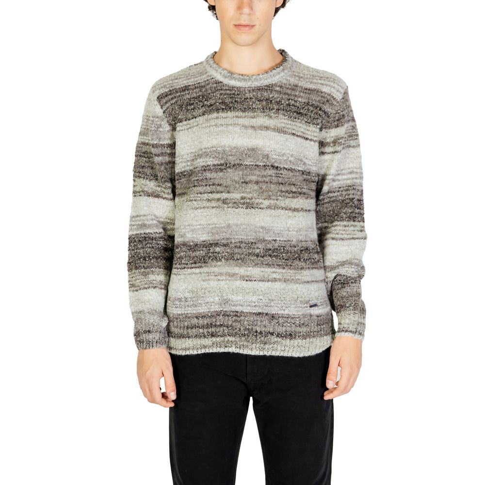 Gianni Lupo Gray Polyacrylic Sweater for men, fall/winter knitwear, 70% polyacrylic, 30% wool.