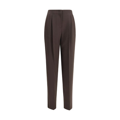 Giorgio Armani Brown Fleece Wool Casual Pants with zipper closure, side pockets, and back welt pocket for AW25.