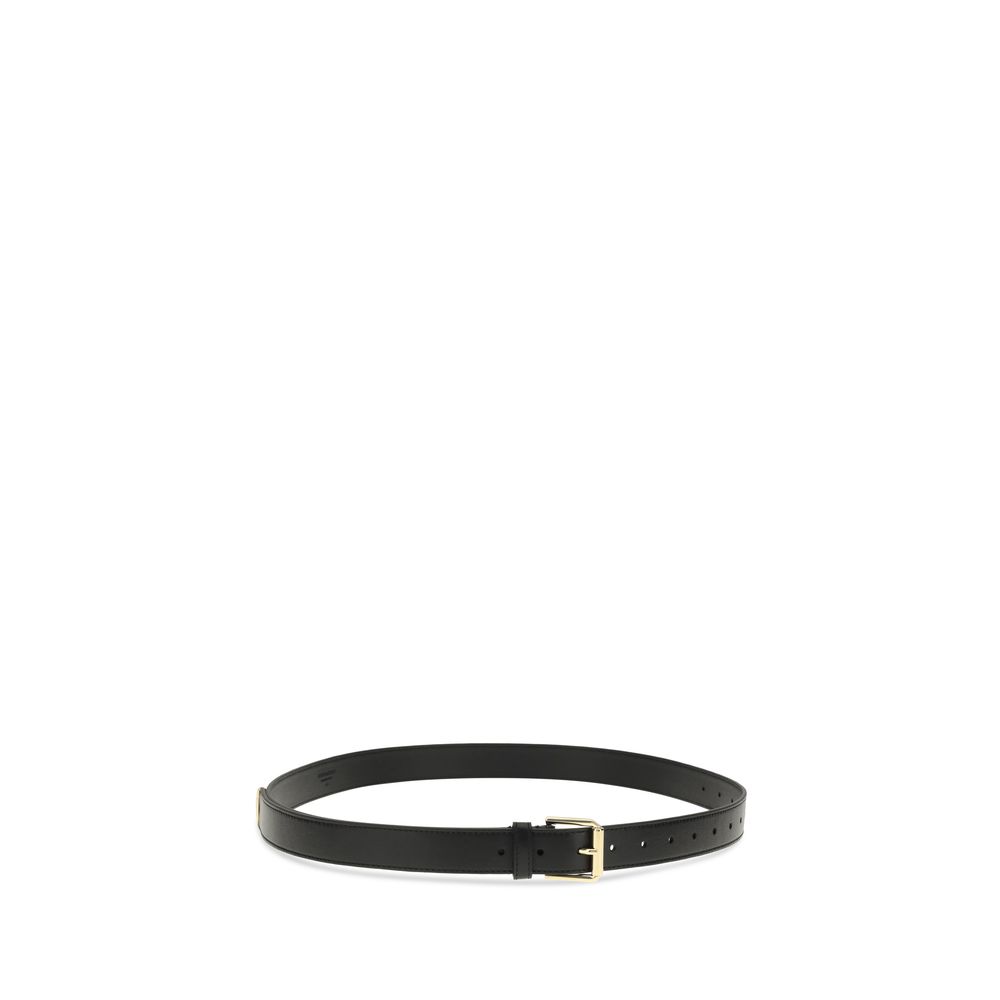 Givenchy Black Calf Leather Bos Taurus Regular Belt with gold metal details and logo, AW25 sophisticated accessory.