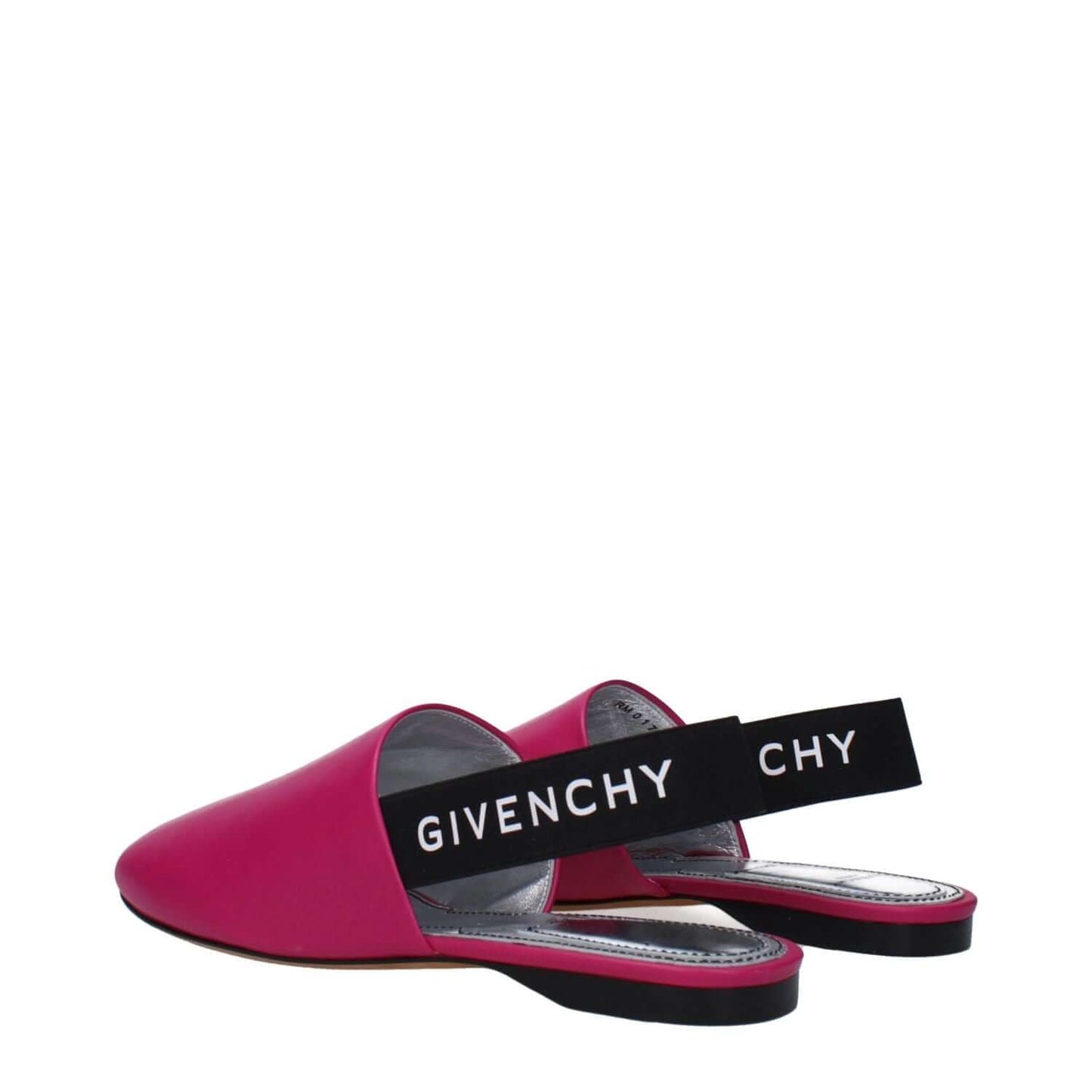 Givenchy Pink Leather Sandals with logo straps, casual style in fuchsia leather, round toe, low flat heel, MPN BE2003E00H678.