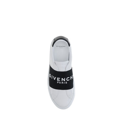 Givenchy White Calf Leather Bos Taurus Low Top Sneakers with elastic band and logo