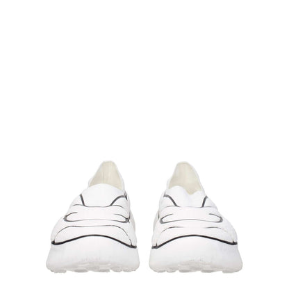 Front view of Givenchy White Fabric Low Top Sneakers with side logo and round toe design.
