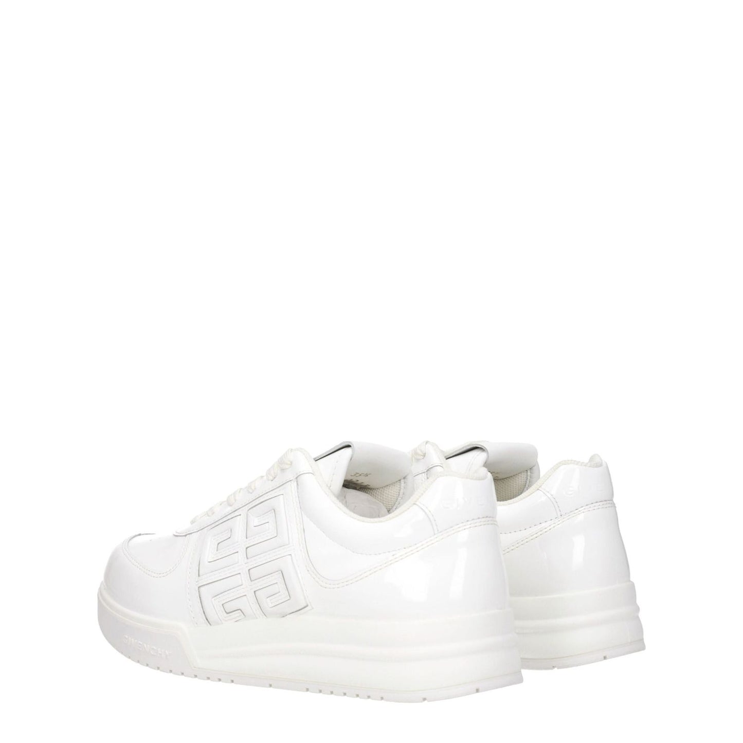 Givenchy White Leather Low Top Sneakers with side logo, lace-up closure, round toe, flat rubber sole. MPN: BE0030E1QQ100.