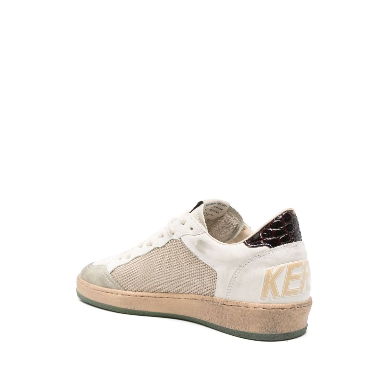Golden Goose Ball Star sneakers in light beige with lace-up fastening, padded ankle, removable insole, 2cm heel, and rubber sole.