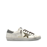 Golden Goose Super-Star in nappa leather with leather star and leather heel tab, featuring white laces and contrasting heel counter.