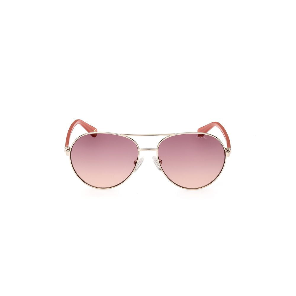 Guess Gold Metal Sunglasses with purple lenses and golden frame, style GU52135632Z, lens 56 mm, bridge 15 mm, temple 140 mm.