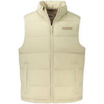 Guess Jeans Beige Polyamide Jacket - sleeveless with 2 external pockets, 1 internal pocket, zip, logo, and water resistant design.