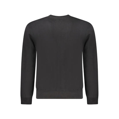 Guess Jeans Black Cotton Men Sweater with slim fit design and classic crew neck, perfect for a bold statement.