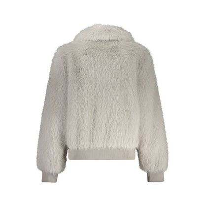 Guess Jeans Gray Polyester Jackets & Coat with 2 external pockets and automatic closure featuring logo design.