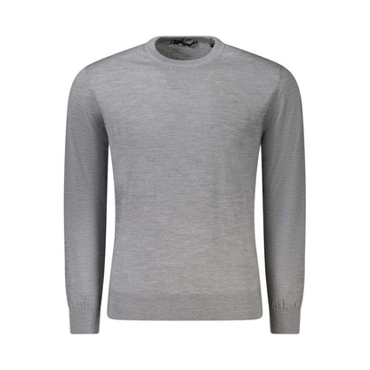 Guess Jeans Gray Wool Sweater - Long Sleeved Crew Neck T-Shirt with Logo