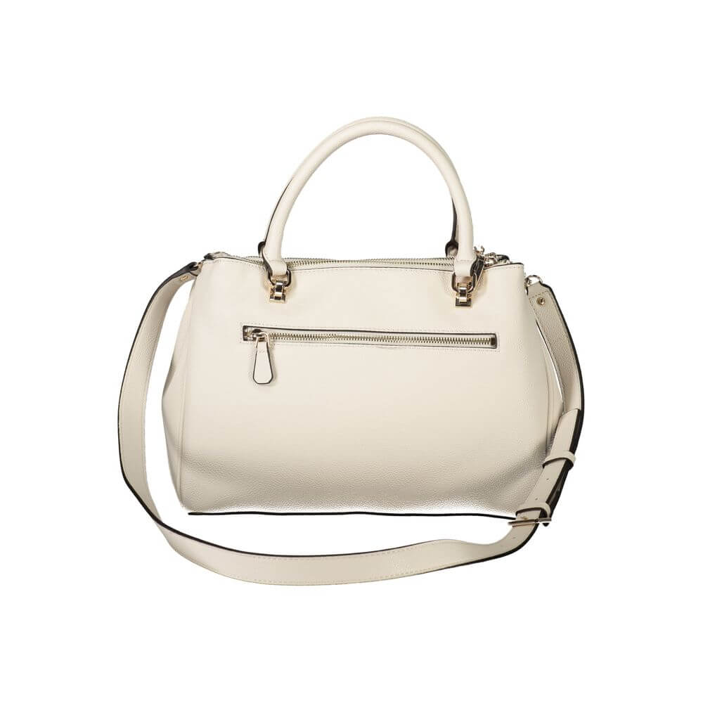 Guess Jeans White Polyethylene Women Handbag with twin handles and detachable shoulder strap.