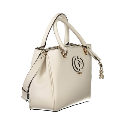 Guess Jeans White Polyethylene Women Handbag with twin handles and detachable shoulder strap, featuring the iconic Guess logo.
