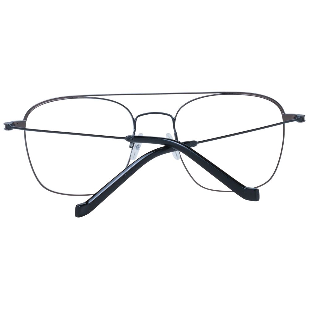 Hackett Black Men Glasses Frame in stainless steel, full-rim aviator style with demo lenses, includes branded case, size 51-19-145.